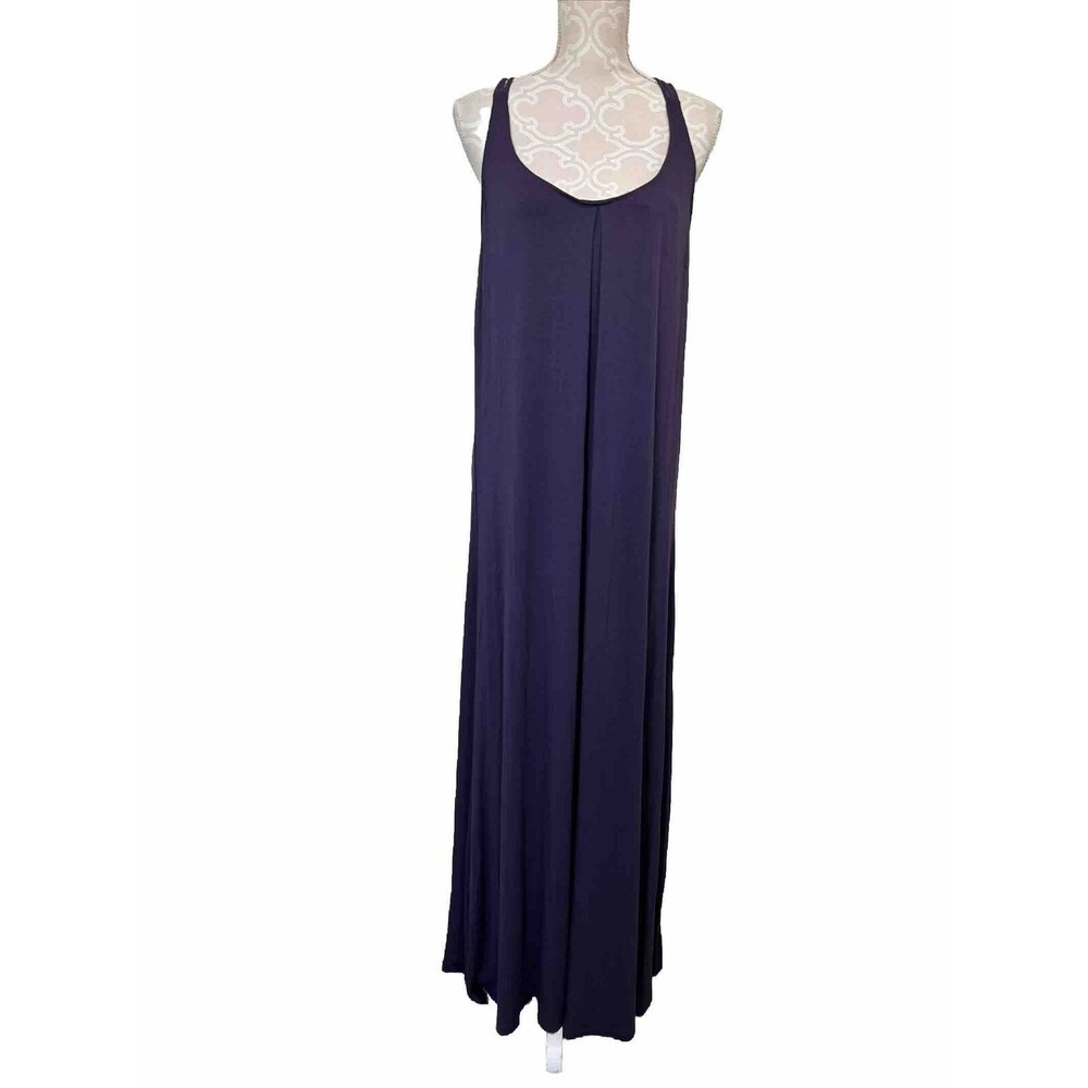 Rosa Faia Brand Womans Plain Violet Large Maxi Halter Dress NWT Beads